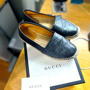 Guccissima leather Black Platform SlipOn Espadrilles sz 6/36 Comes with box